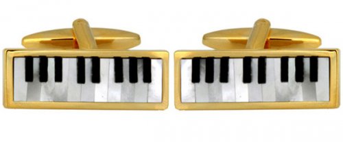 Dalaco - MOP, Onyx Set, Rhodium Plated - Piano Cufflinks 90-1071