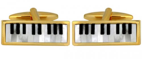 Dalaco - MOP, Onyx Set, Rhodium Plated - Piano Cufflinks 90-1071