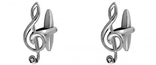 Dalaco - Treble Clef, Rhodium Plated Cufflinks 90-1015