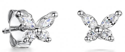 Jools - Cubic Zirconia Set, Sterling Silver - Butterfly Earrings kpe3022