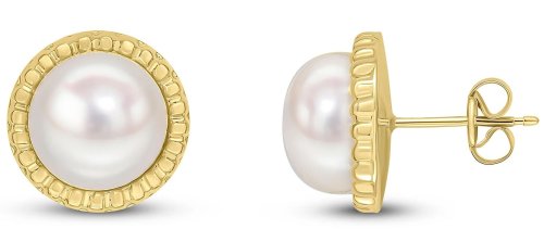 Guest and Philips - Pearl Set, Yellow Gold - 9ct FWP Earrings, Size 9mm 33-27-222