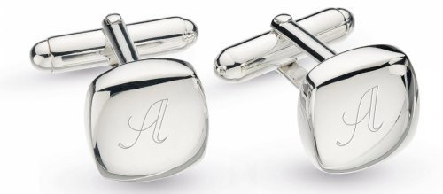 Kit Heath - Coast Pebbles, Rhodium Plated Domed Sq Cufflinks 8012RP028