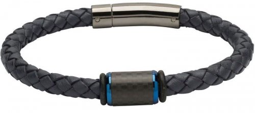 Unique - Carbon Fibre - Leather - Bracelet, Size 21cm B376NV-21CM