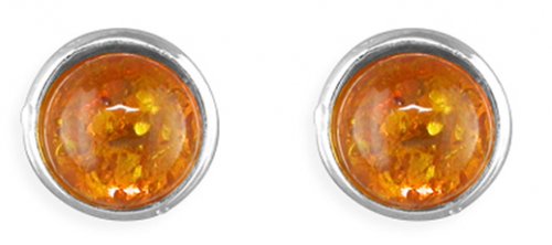 Guest and Philips - Amber Set, Sterling Silver - Plain Edge Stud R8784-B