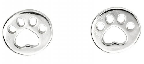 Gecko - Sterling Silver Paw Print Stud Earrings A2063