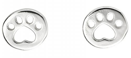 Gecko - Sterling Silver Paw Print Stud Earrings A2063