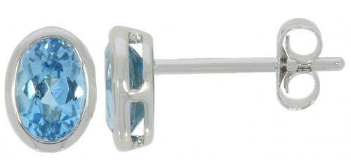 Guest and Philips - blue oval, Topaz Set, White Gold - stud earrings 09eash85135