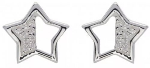 Unique - Cubic Zirconia Set, Sterling Silver - Star Stud Earrings - ME-740