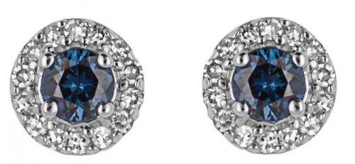 Gecko - Sapphire Set, White Gold - Round Cluster Earrings