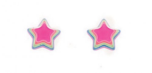 Gecko - Beginnings, Silver Multi Pink Star Earrings - A717P