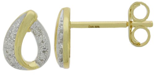 Guest and Philips - Diamond Set, Yellow Gold - White Gold - 9ct D 8pt 16st Open Pear Loop Earrings, Size 8x6 09EASD82728