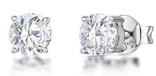 Jools - Cubic Zirconia Set, Sterling Silver - Stud Earrings, Size 4mm HBE4RD
