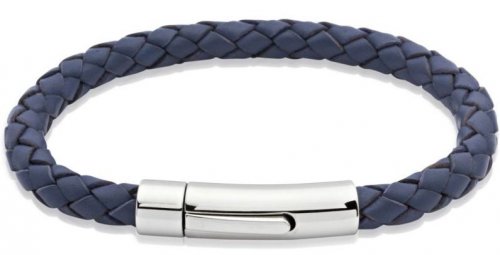 Unique - Leather - Stainless Steel - Bracelet, Size 23CM A40BLUE-23CM