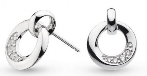 Kit Heath - Bevel Cirque, CZ Set, Sterling Silver - Pave Stud Drop Earrings 3153CZ