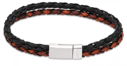 Unique - Antique, Leather - Stainless Steel - Bracelet, Size 21 B507BL-21CM