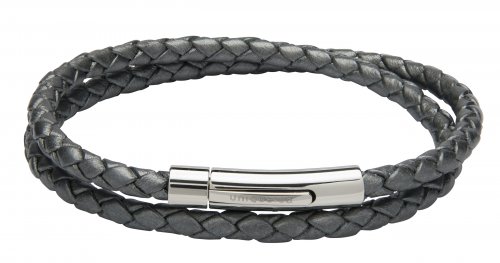 Unique - Leather - Stainless Steel - Bracelet, Size 19cm B437SG-19CM