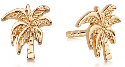 Daisy - Palm Tree, Yellow Gold Plated Stud Earrings ST03-GP