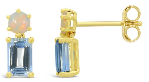 Guest and Philips - Opal Set, Yellow Gold - 9ct Op 2st Aqu 2st Drop Earrings 09EADH85397