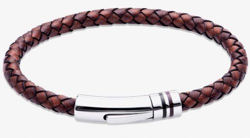 Unique - Leather - Stainless Steel - Bracelet, Size 21cm B536AB-21CM