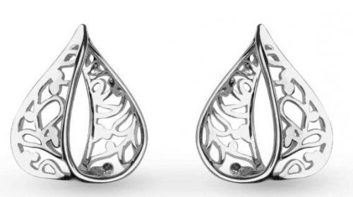 Kit Heath - Blossom Flourish Loupe, Rhodium Plated Stud Earrings 40013RP