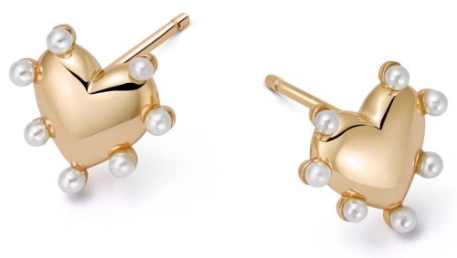 Daisy - Yellow Gold Plated HEART STUD EARRINGS HTE02-GP