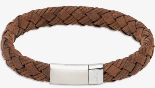 Unique - Leather - Stainless Steel - Bracelet, Size 21CM B497DB-21CM