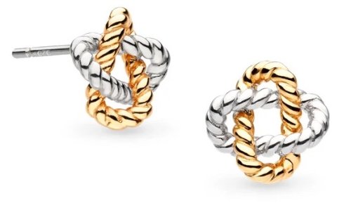 Kit Heath - Marina Rope Knot Golden, Rhodium Plated Stud Earrings 41072GRP