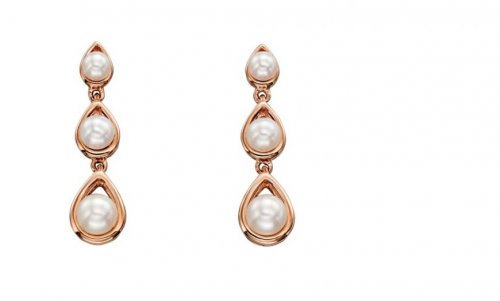 Gecko - Pearl Set, 9ct Rose Gold Drop Earrings