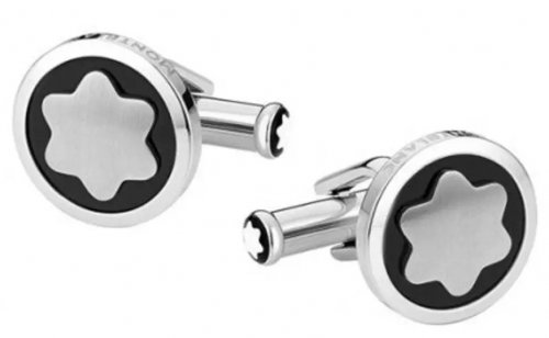 Mont Blanc - Snowcap, Onyx Set, Stainless Steel - Cufflinks 116661