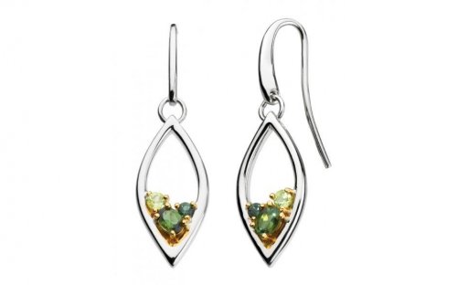 Kit Heath - Serena, Green Tourmaline, Peridot Set, Sterling Silver and 18ct. Yellow Gold Plate Hook, Drop Earrings