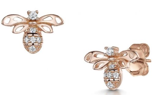 Jools - Bee, cubic Zirconia Set, Rose Gold Plated - Stud Earrings KPE3318R