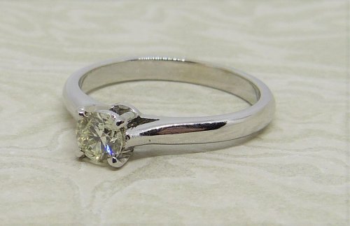 Antique Guest and Philips - 0.35ct Diamond Set, White Gold - Single Stone Ring R3579
