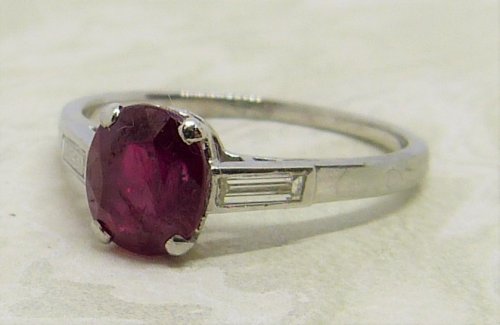 Antique Guest and Philips - 1.58ct Ruby Set, White Gold - Single Stone Ring