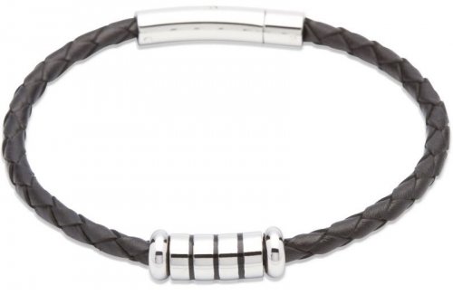 Unique - Leather - Stainless Steel - Bracelet, Size 23CM B519BL-23CM