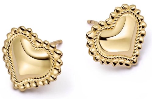 Daisy - Yellow Gold Plated HEART STUD EARRINGS HTE03-GP