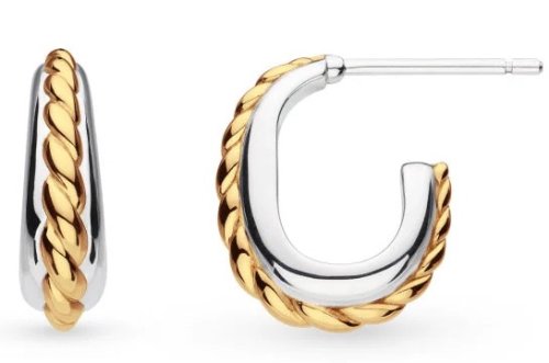 Kit Heath - Marina Rope, Rhodium Plated Semi Hoop Earrings 61065GRP