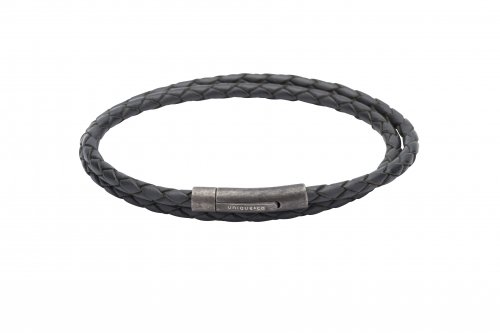 Unique - Leather Stainless Steel Bracelet, Size 21cm - B369NV