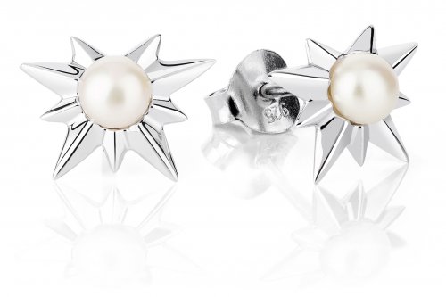 Claudia Bradby - Sunburst Star, Pearl Set, Sterling Silver - Studs CBES0119