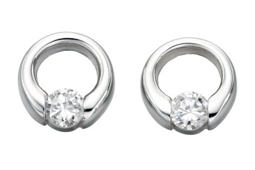 Gecko - Cubic Zirconia Set, Sterling Silver - STUD EARRINGS E2920C