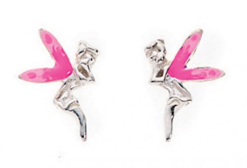 Gecko - Beginnings, Silver Pink Fairy Earrings - A802P