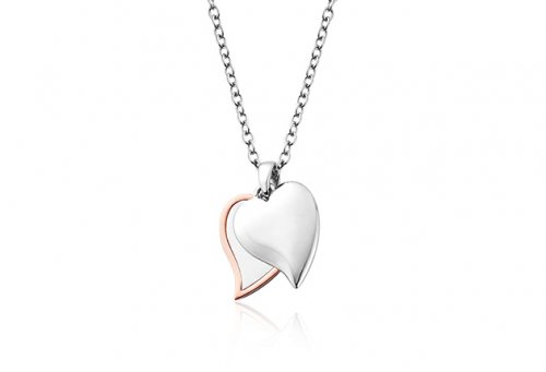 Clogau - Sterling Silver Double Heart Drop Necklace 3SCWT0184