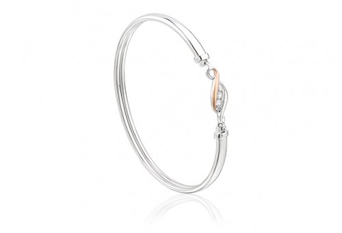 Clogau - Past Present Future, White Topaz Set, Sterling Silver - Rose Gold - Bangle