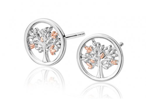 Clogau - Tree Of Life, White Topaz Set, Sterling Silver - Heart Earrings - 3STLDSE