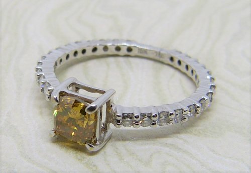 Antique Guest and Philips - 0.75ct Brown Diamond Set, White Gold - Single Stone Ring APPRORL4