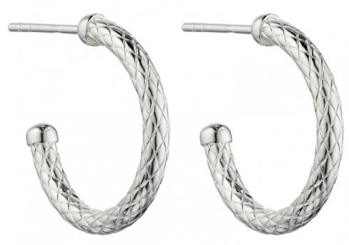 Gecko - Sterling Silver - Textured Hoop Earrings, Size S E5994