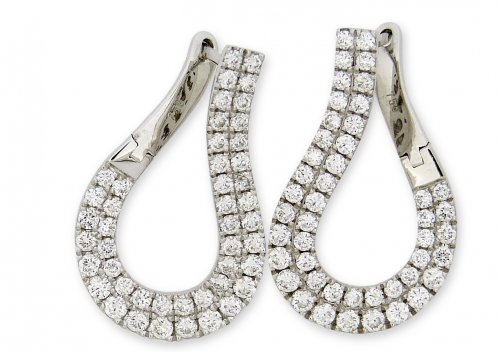 Guest and Philips  White Gold Diamond Set, Two Row Earrings - B161