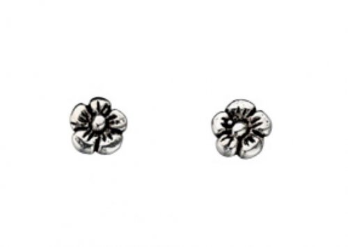 Gecko - Sterling Silver Flower Stud Earrings - A905