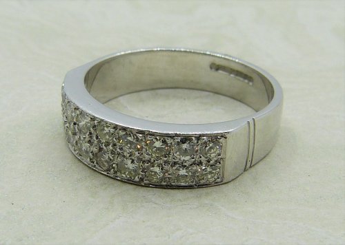 Antique Guest and Philips - 1.44ct Diamond Set, White Gold - Two row Half Eternity Ring R3973