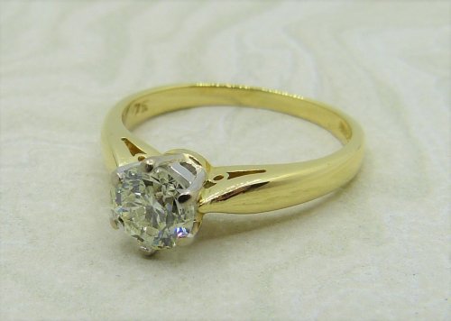 Antique Guest and Philips - 0.75ct Diamond Set, Yellow Gold - White Gold - Single Stone Ring R3996