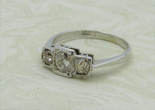 Antique Guest and Philips - 0.40ct Diamond Set, White Gold - Three Stone Ring R4051